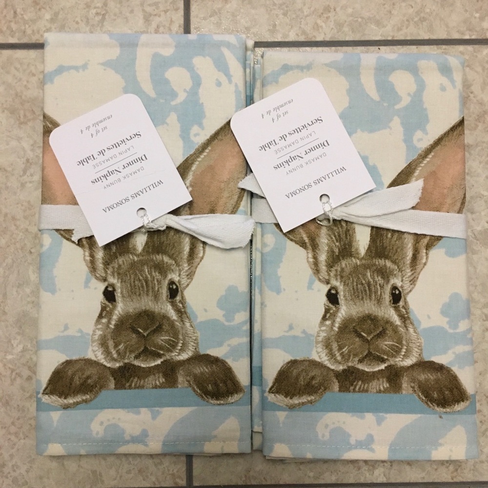 Williams Sonoma Damask Bunny Napkins 🐰❤️🐰